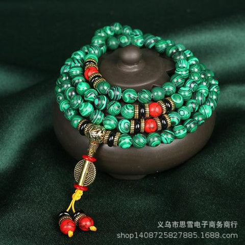 Malachite 108 Buddha Beads Bracelet Round Beads 8mm Malachite Buddha Beads Rosary Beads Bracelet m3331294