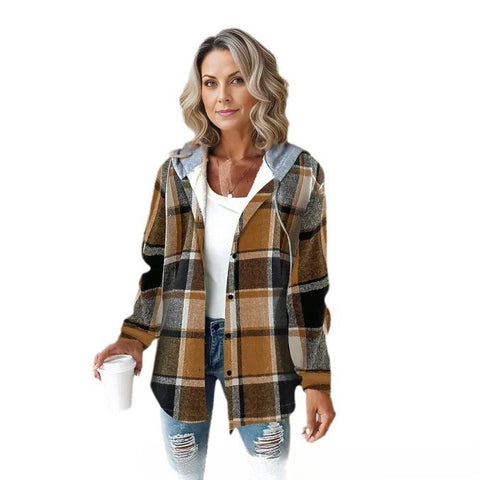 Women's large plaid women's coat plaid m300567