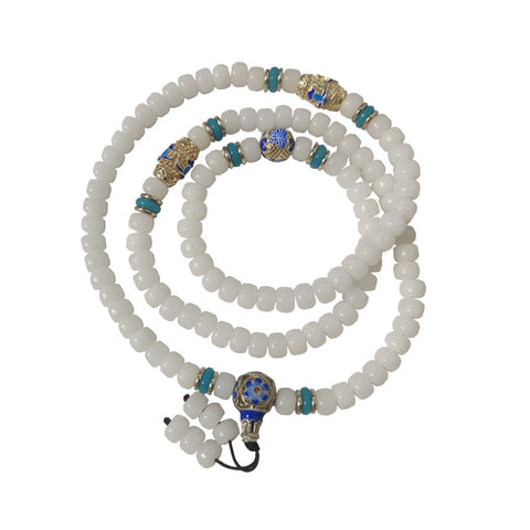 White Jade Bodhi Bracelet 108 Buddha Beads Beads, Jingtai Blue and White Natural Jade Bodhi Root Bracelet Ethnic Style Jewelry m3331300