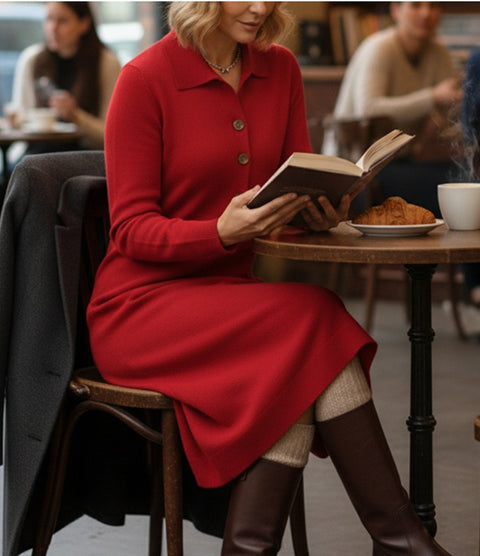 Autumn and winter lazy wind over the knee sweater dress women's long knitted sweater m302099