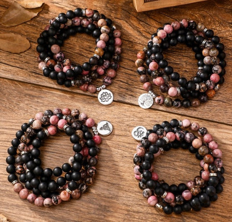 108 powder crystal bracelets, necklace lotus pendant bracelet Buddha bead necklace m3331299