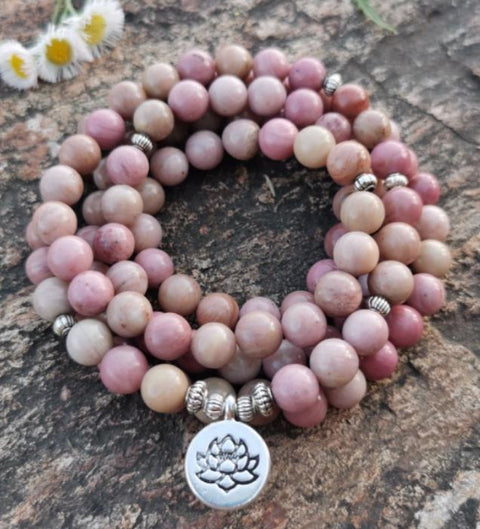 108 powder crystal bracelets, necklace lotus pendant bracelet Buddha bead necklace m3331299