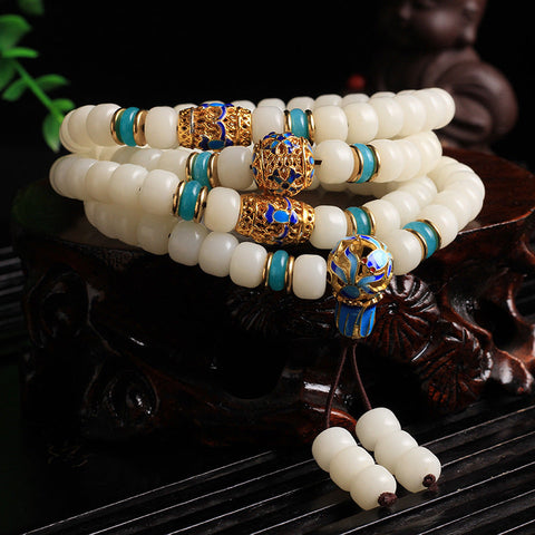 White Jade Bodhi Bracelet 108 Buddha Beads Beads, Jingtai Blue and White Natural Jade Bodhi Root Bracelet Ethnic Style Jewelry m3331300