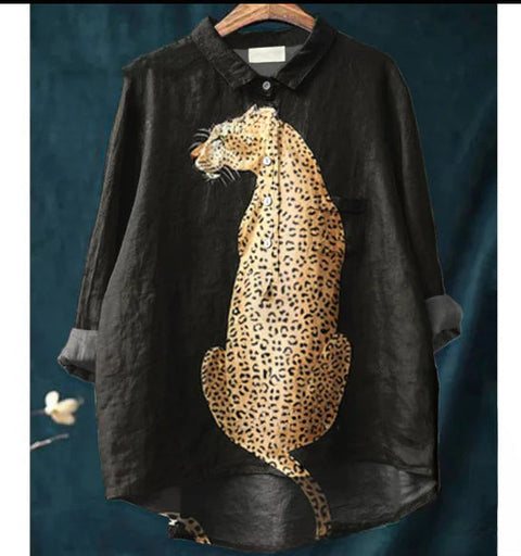 Loose printing crew neck casual large size women's T-shirt m301279