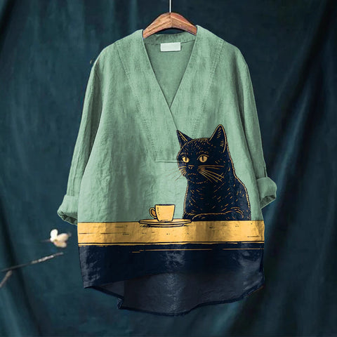 Loose printing crew neck casual large size women's T-shirt m301276