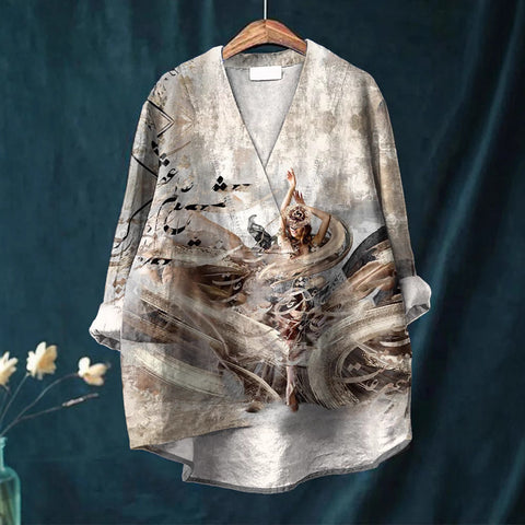 Loose printing crew neck casual large size women's T-shirt m301276