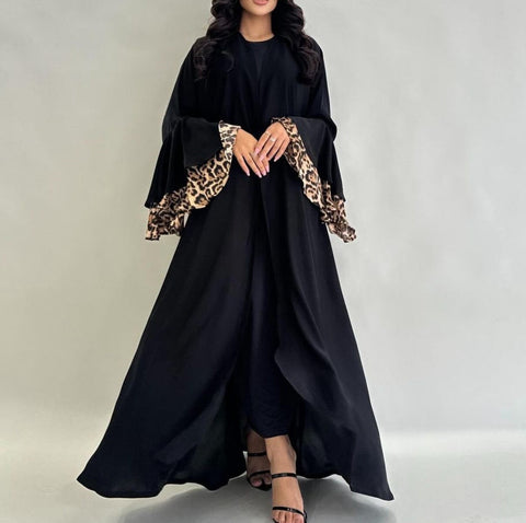 New leopard print dress robe long skirt cardigan m301185