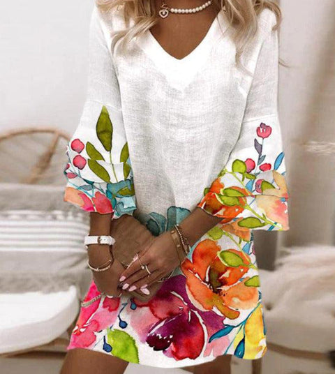 3D digital printing V-neck sleeveless dress m301223