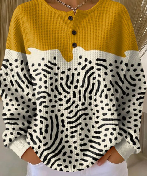 New retro 3D digital printing three-button stand-up collar Polo sweater m302116