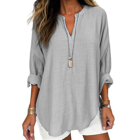 Women's summer small V-neck long-sleeved casual temperament T-shirt long-sleeved m301363