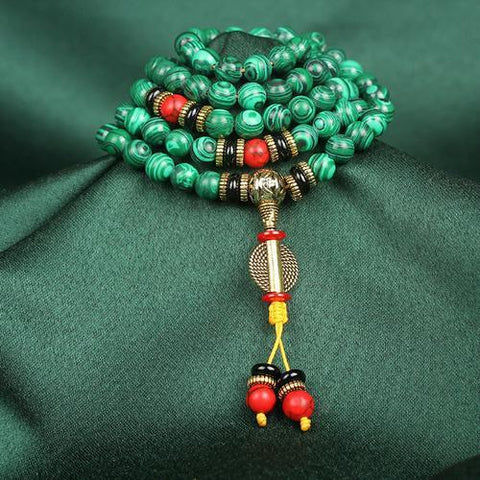 Malachite 108 Buddha Beads Bracelet Round Beads 8mm Malachite Buddha Beads Rosary Beads Bracelet m3331294