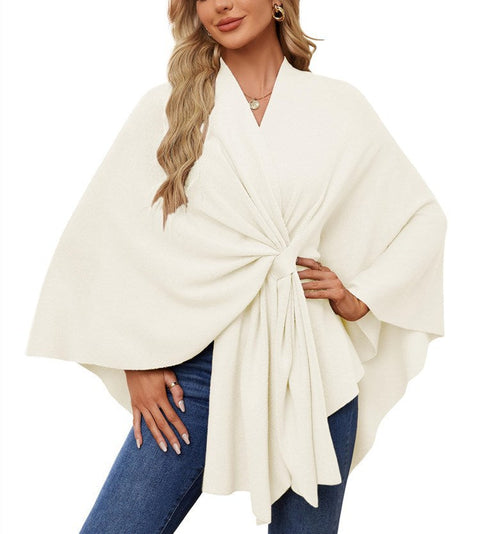 Ladies Elegant One Piece Solid Color Soft Shawl Jacket Cloak Top m301329
