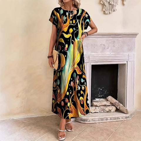 Short sleeve printed elegant fashion dress m301202