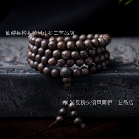 Agarwood Black Qinan High Oil Submerged High Quality Wooden Agarwood Bracelet 108 Buddha Beads Barrel Beads Hand Jewelry m3331277