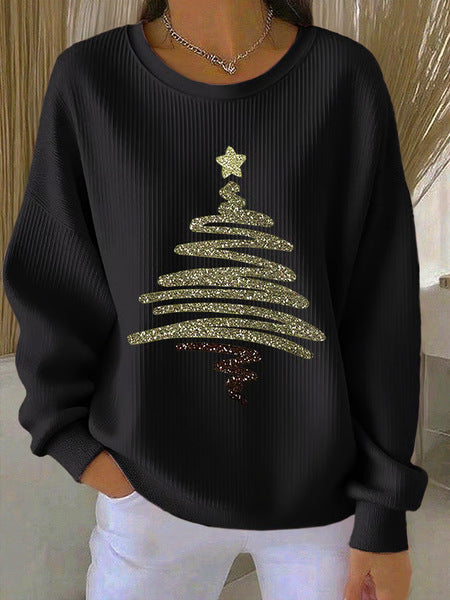 Loose outer wear lazy wind snowflake Christmas tree mix and match casual commuter sweater m302121