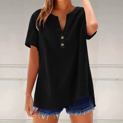 Casual shirt women's fashion cotton and linen versatile top m301204