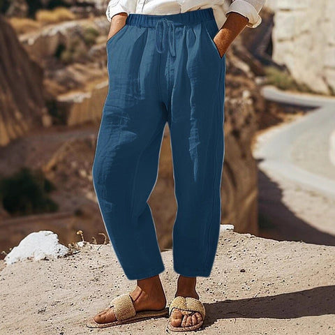 Regular drawstring pocket wash cotton casual pants multi-color women's trousers m301419