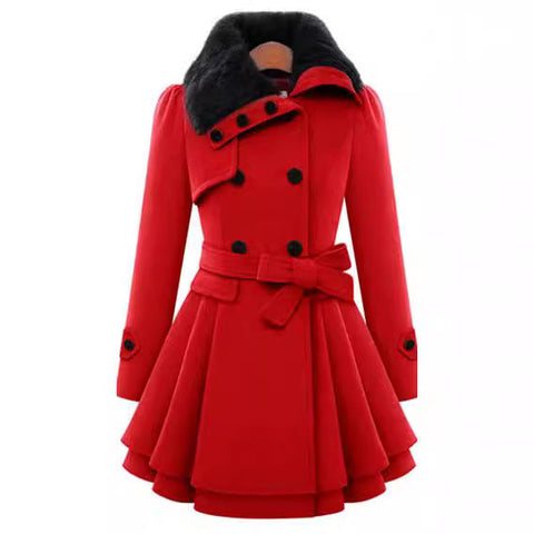 Women's clothing slim-fitting long woolen jacket double-breasted woolen trench coat women's m300531