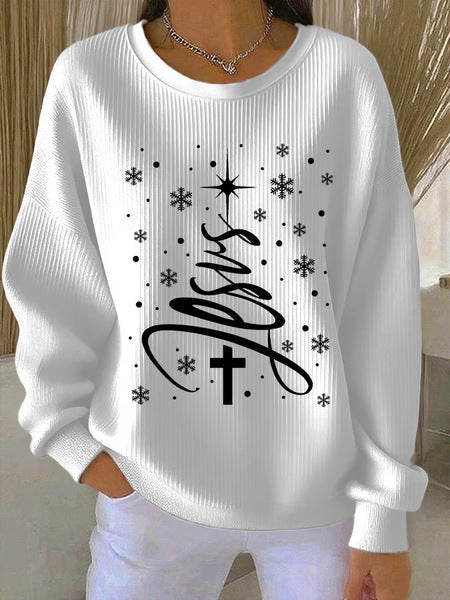 Loose outer wear lazy wind snowflake Christmas tree mix and match casual commuter sweater m302121