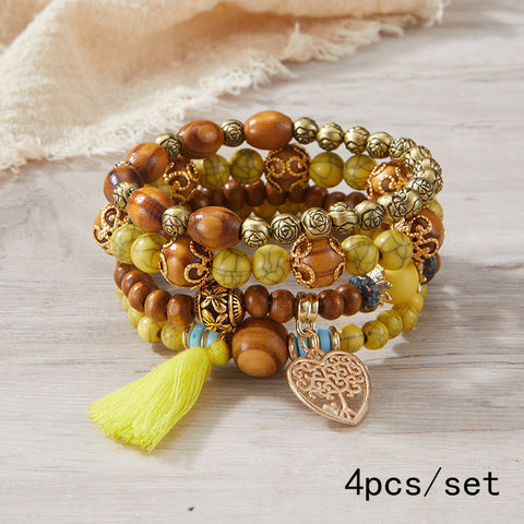 New Bohemian Bracelet Creative Tassel Multi-layer Beaded Bracelet m3331286