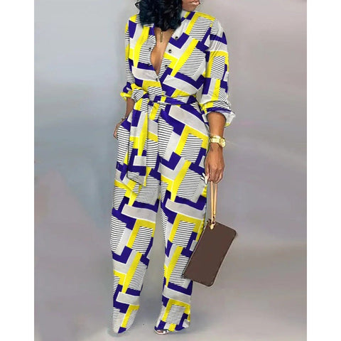 Loose plus Size Jumpsuit High Waist Casual Straight-Leg Jumpsuit Euro M300189