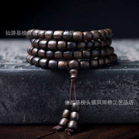 Agarwood Black Qinan High Oil Submerged High Quality Wooden Agarwood Bracelet 108 Buddha Beads Barrel Beads Hand Jewelry m3331277
