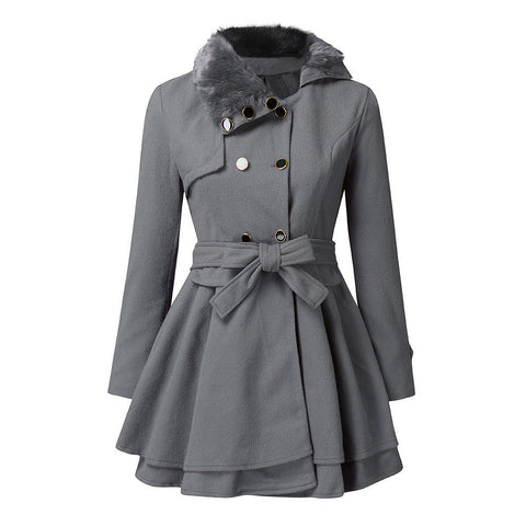 Women's clothing slim-fitting long woolen jacket double-breasted woolen trench coat women's m300531
