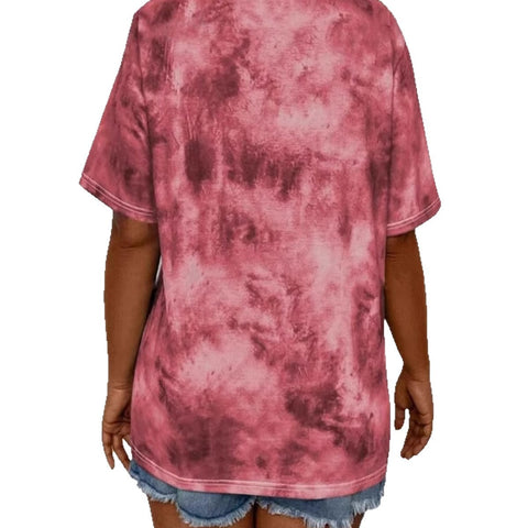 New women's tie-dye printed rope casual fashion short-sleeved T-shirt m301446