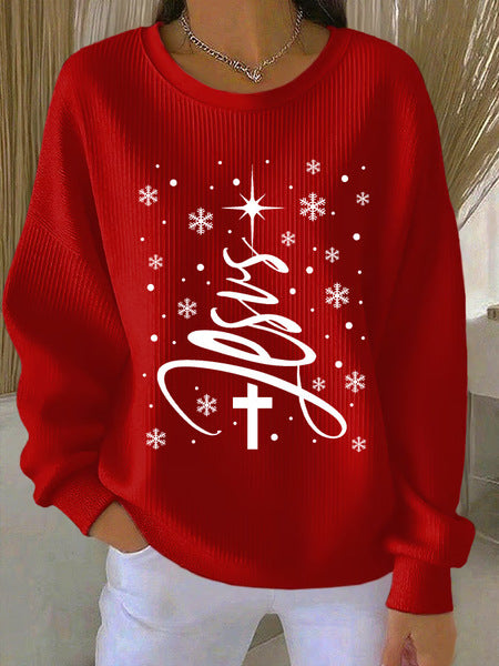 Loose outer wear lazy wind snowflake Christmas tree mix and match casual commuter sweater m302121