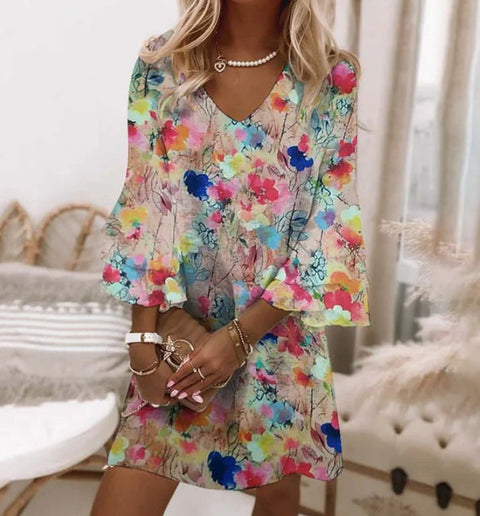 3D digital printing V-neck sleeveless dress m301223