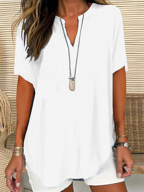Women's Loose Casual V-Neck Short Sleeve Top m301220