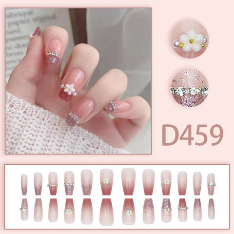 Elegant and fresh temperament wind manicure ice transparent rhinestone removable wearable nail m5010688