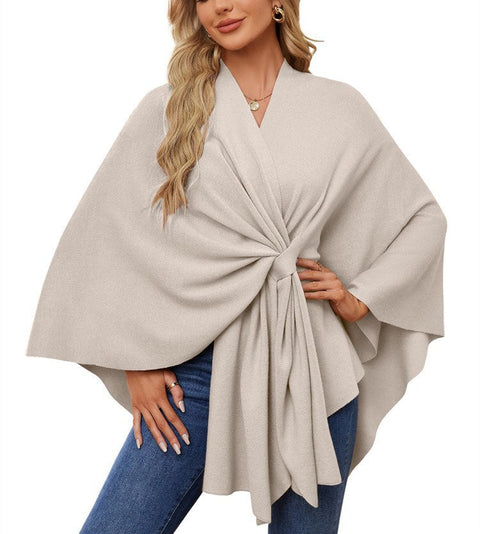 Ladies Elegant One Piece Solid Color Soft Shawl Jacket Cloak Top m301329