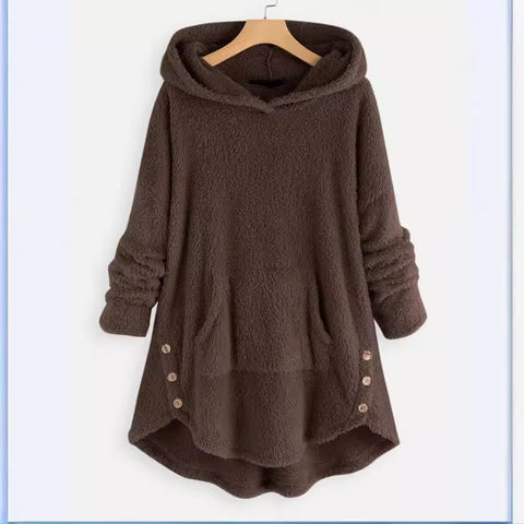 Hooded pullover long-sleeved double-sided velvet medium and long sweater m300435