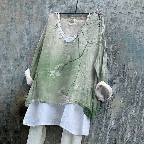 V-neck single piece long sleeve 3D digital printing m301043