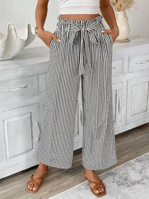 Striped casual elegant straight-leg pants for women m301455