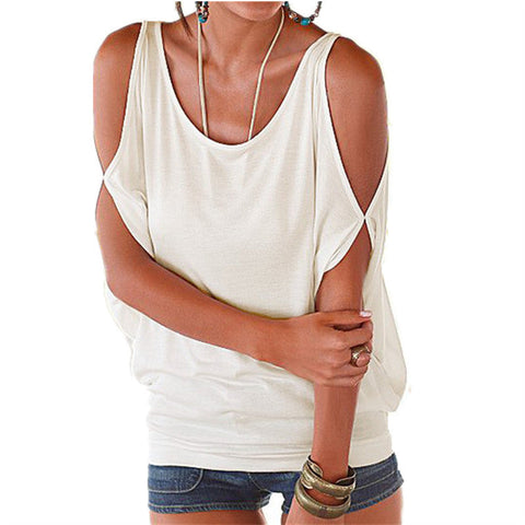 Off shoulder bat loose short sleeved T-shirt casual top m300108