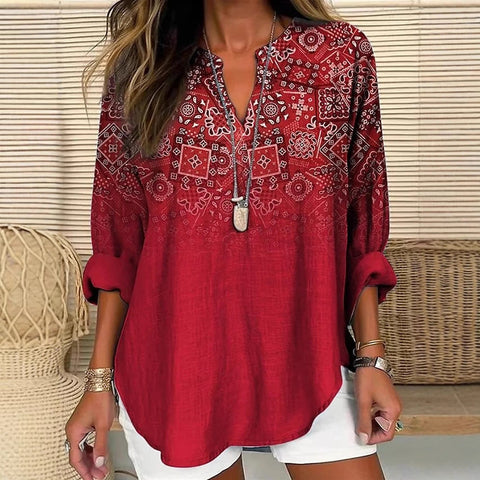 Floral simple casual temperament T-shirt long sleeve m301361