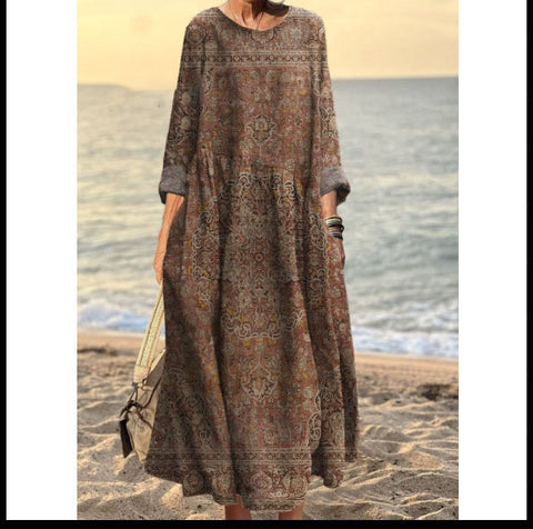 3D printed casual loose dress women m301278