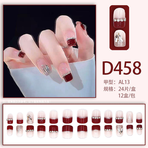 Elegant and fresh temperament wind manicure ice transparent rhinestone removable wearable nail m5010688