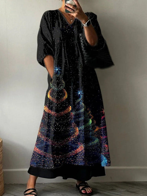 Casual women's fashion tie-dye printing V-neck medium and long jumpsuit m301302