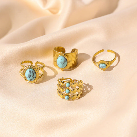 Light luxury INS wind titanium steel gold-plated non fading ring m3331184