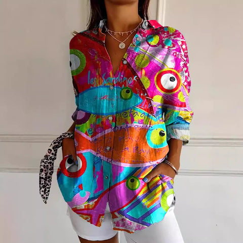 Summer trend long-sleeved shirt flower pattern printing 3D shirt m301226