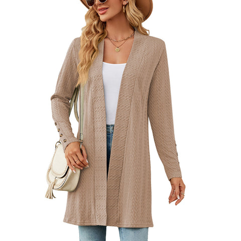 New solid color button-down long-sleeved loose cardigan jacket m300426