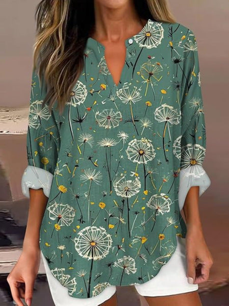 Floral 3D digital printing women's fashion crew neck loose shirt top m301357