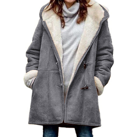 plush collar pocket women's coat m300603