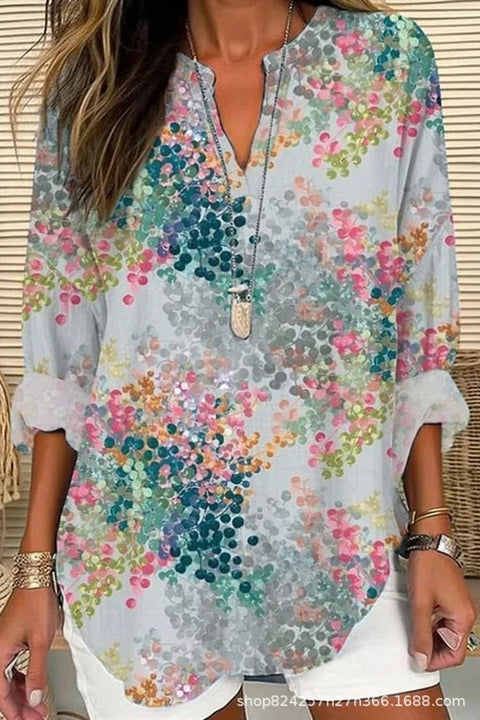 Summer women's long-sleeved 3D digital printing loose European size top m301362