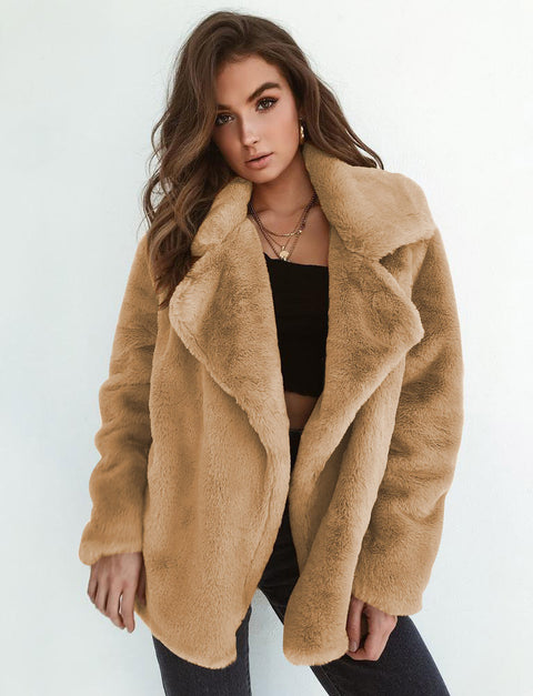 Fashion autumn and winter style plush lapel women's woolen coat women's m302193