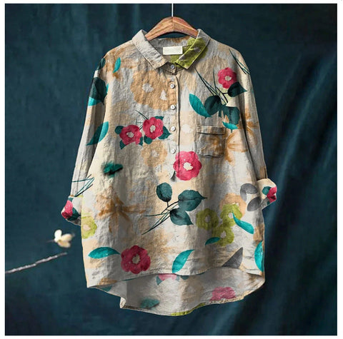 Loose printing crew neck casual large size women's T-shirt m301283