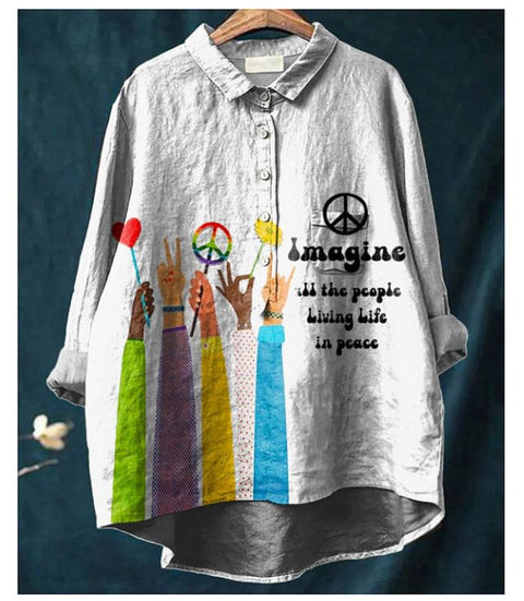 Loose printing crew neck casual large size women's T-shirt m301279